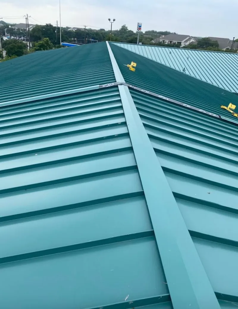 Green commercial metal roof ridge and valley for Metal Roof Repair in South Fulton